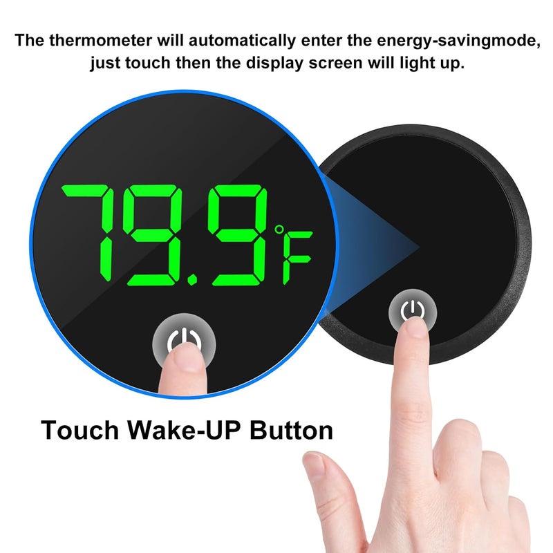 DORHEA 2Pcs Digital Aquarium Thermometer Fish Tank Digital LED Display Thermometer Fahrenheit Aquarium Temperature Sensor with LED Touch Screen for Aquarium Glass Containers Plant Reptile Turtle Tank-Black - Image 2